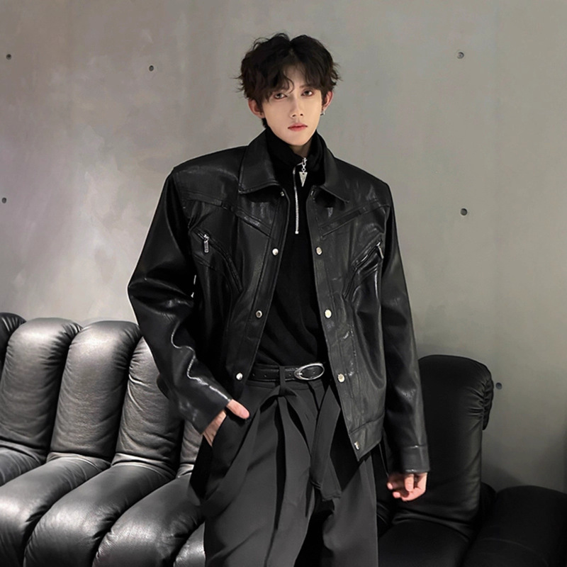 Cleanfit Casual Short Leather Jacket for Men 2025 Spring and Autumn New American Style Cool Lapel Motorcycle Jacket