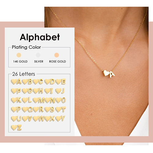 eMancoDIY three-dimensional love ins style necklace personalized name necklace women's versatile non-fading clavicle chain wholesale