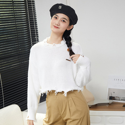 Lazy Easy have cash less than that is registered in the accounts sweater Autumn 2022 new pattern Retro Fashionable Flash Long sleeve Socket knitting jacket