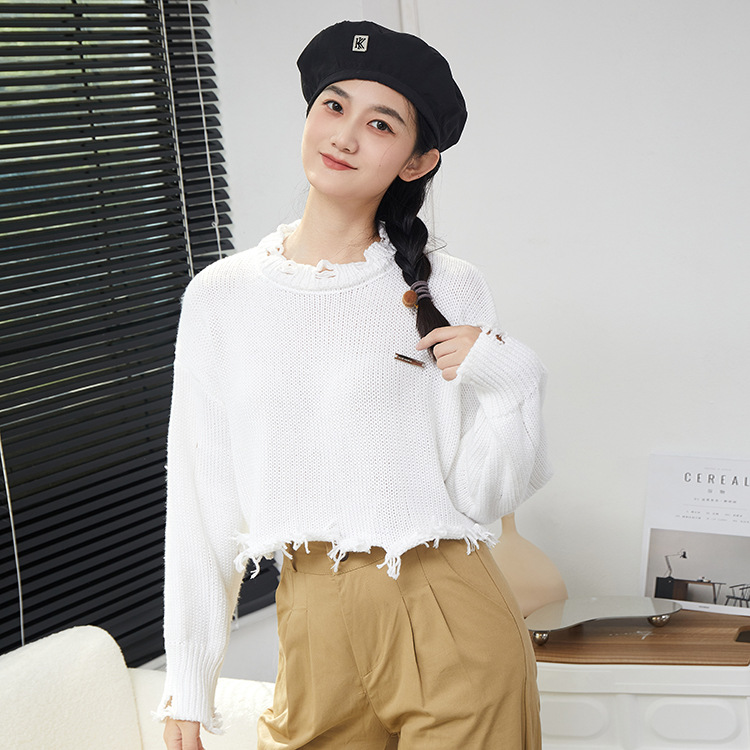 Lazy Easy have cash less than that is registered in the accounts sweater Autumn 2022 new pattern Retro Fashionable Flash Long sleeve Socket knitting jacket