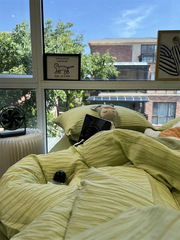 9WORins果綠色泡泡紗韓式床上四件套全棉純棉1.5m1.8米被套床單公