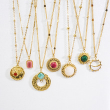 316L不锈钢欧美轻奢女士项链 ins高级感天然石贝壳时尚14k金项链