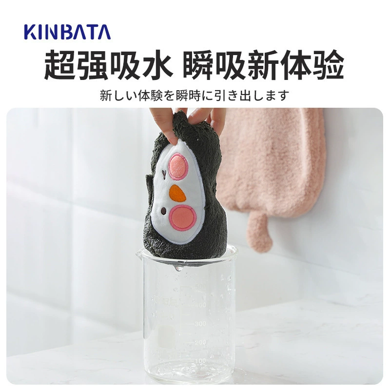 Японское банное полотенце Kinbata, подвесное, коралловый бархат, утолщённое, быстро впитывающее и быстро сохнущее, мультяшное, для детей, полотенце для вытирания рук