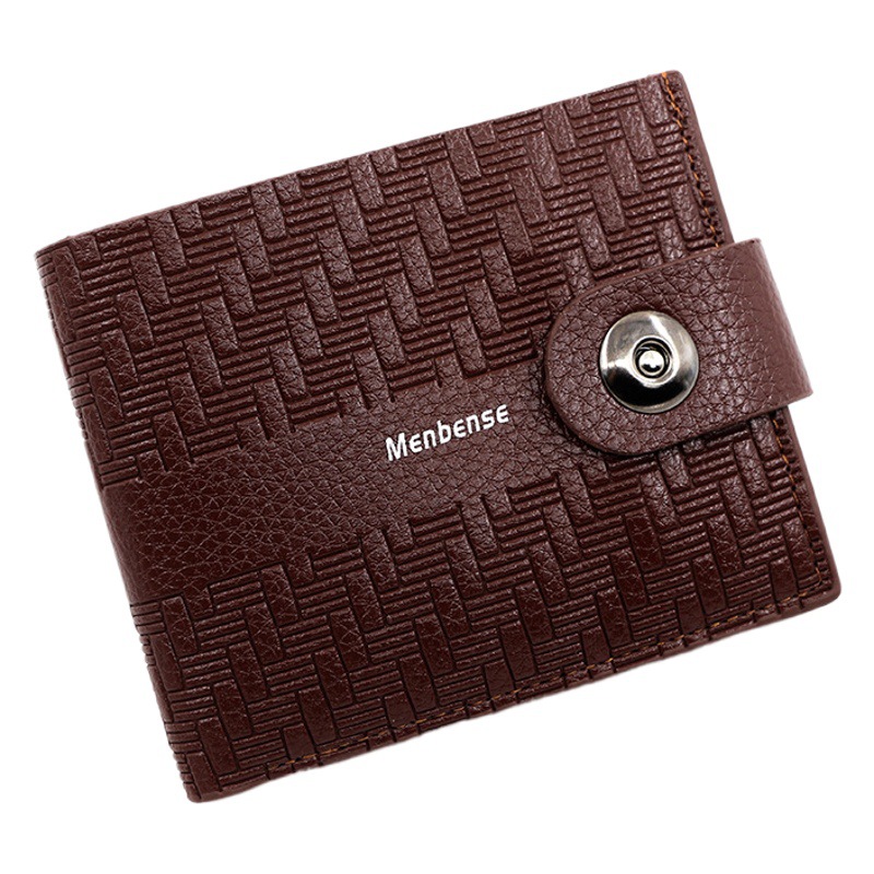 Menmense billetera corta de los nuevos hombres simple pu monedero de gran capacidad para hombres billetera de hebilla magnética al por mayor