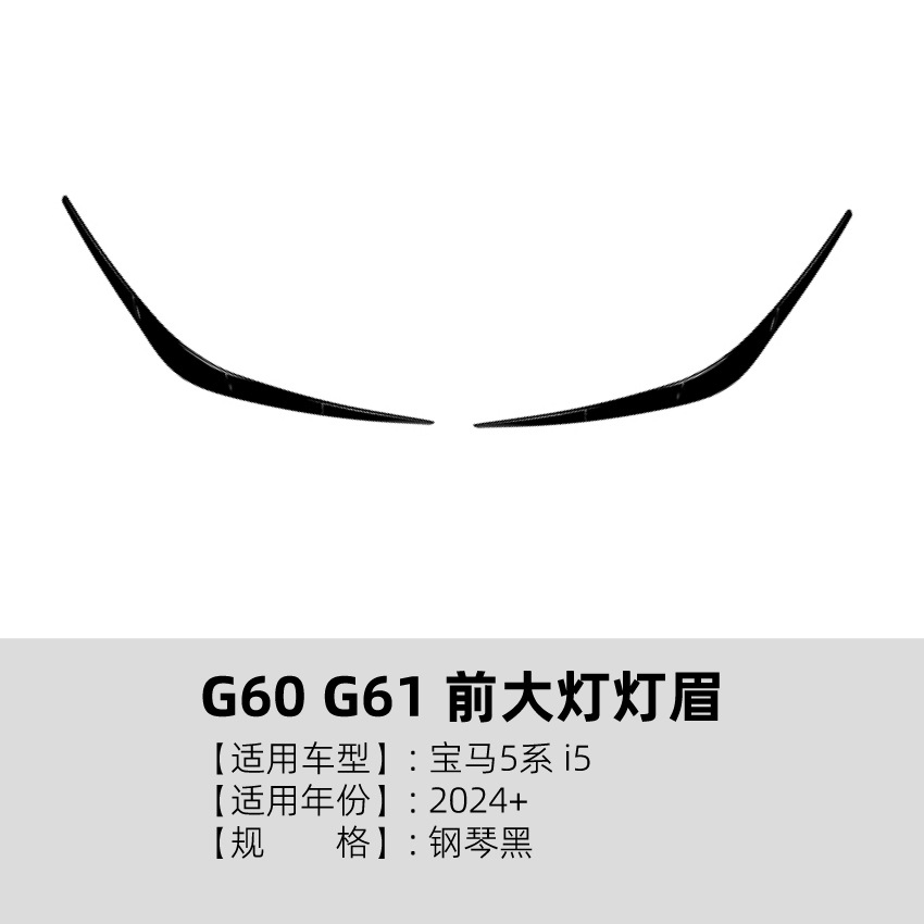 Shiyong Baoma For BMW 5 Series i5 G60 G61 2024+ Headlight Eyebrow Sticker Exterior Modification (Lamp eyebrow) - piano-black