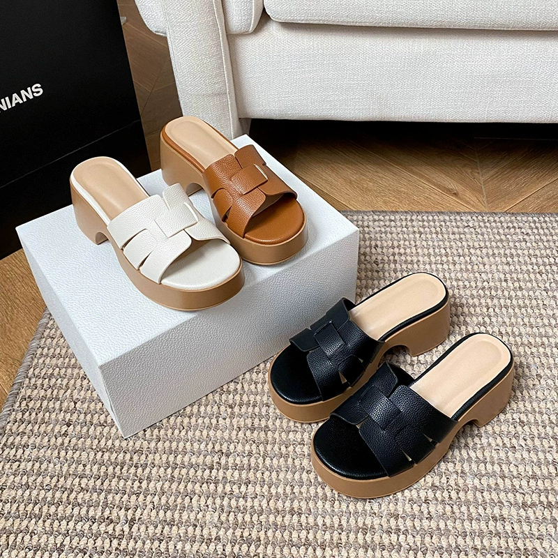 Summer comfortable suitable with a skirt, woven slide platform, slippers