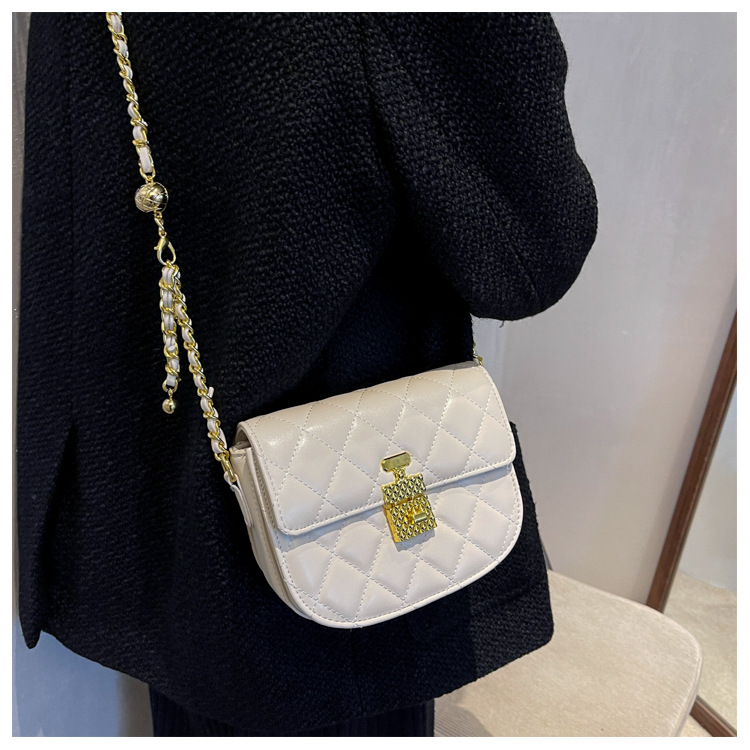 حقيبة صغيرة لحقيبة سلسلة من الحقائب النسائية Ins2021 قفل جديد أنيق اللون أحادي الكتف ، حقيبة نسائية ، حقيبة سرج display picture 10