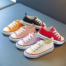 童鞋儿童低帮系带帆布鞋2025春季新款小白鞋糖果色男女童亲子板鞋