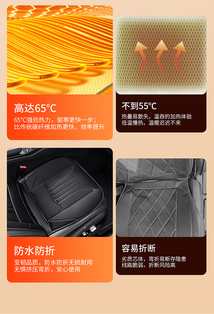 New Car Heated Seat Cushion Car Electric Heated Seat Cushion Winter Seat Heating Cushion Seat Cushion 12V Car Supplies