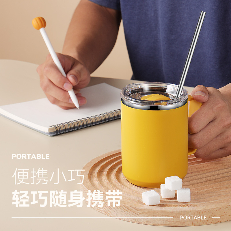 304 Logotipo de acero inoxidable taza Oficina taza con tapa mango café práctico vaca regalo ins estilo creativo