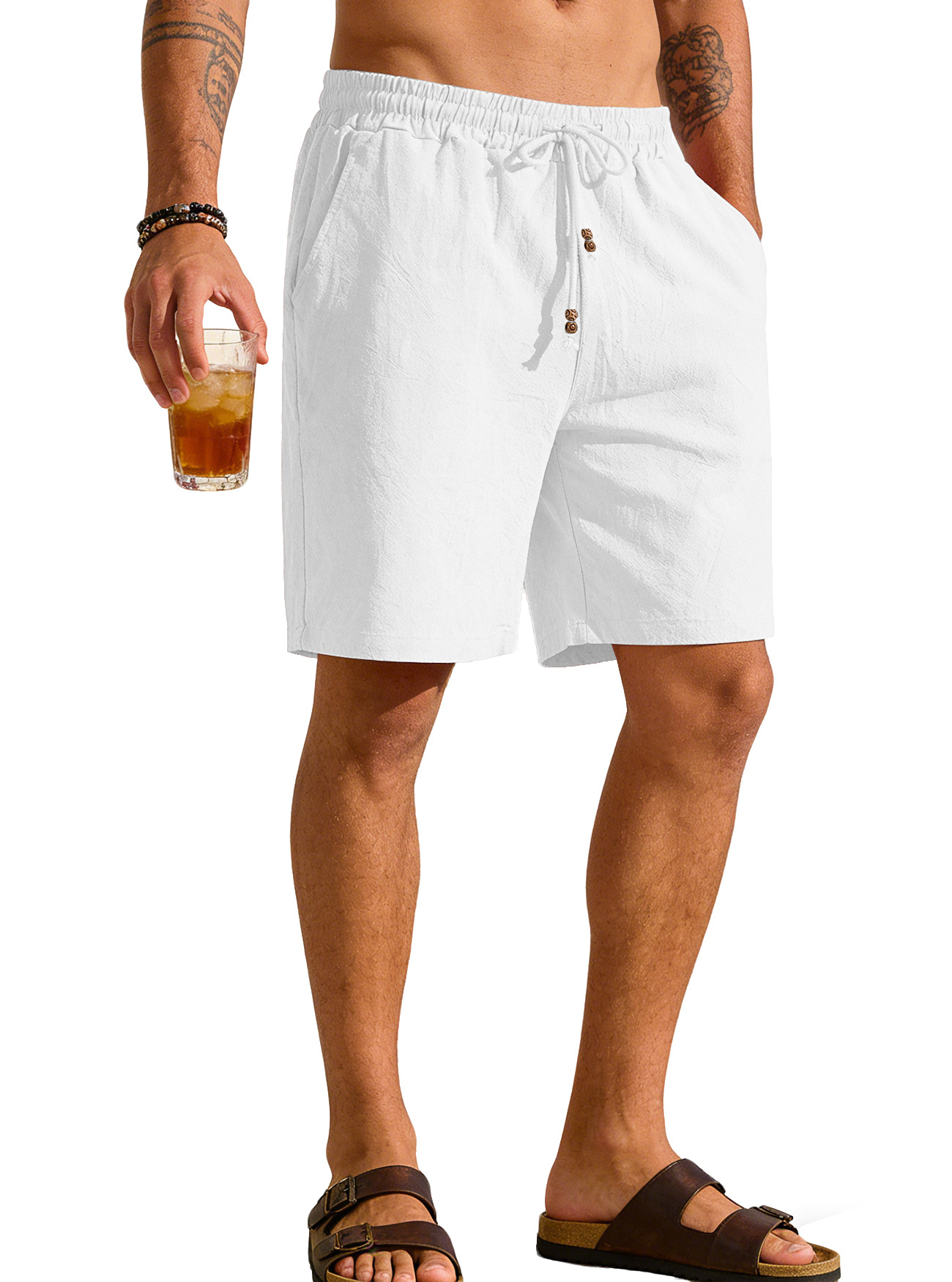 Transfronterizos de hombre Europa y América Amazon verano nuevo hombre algodón sólido ropa de playa pantalones cortos deportivos casuales sueltos