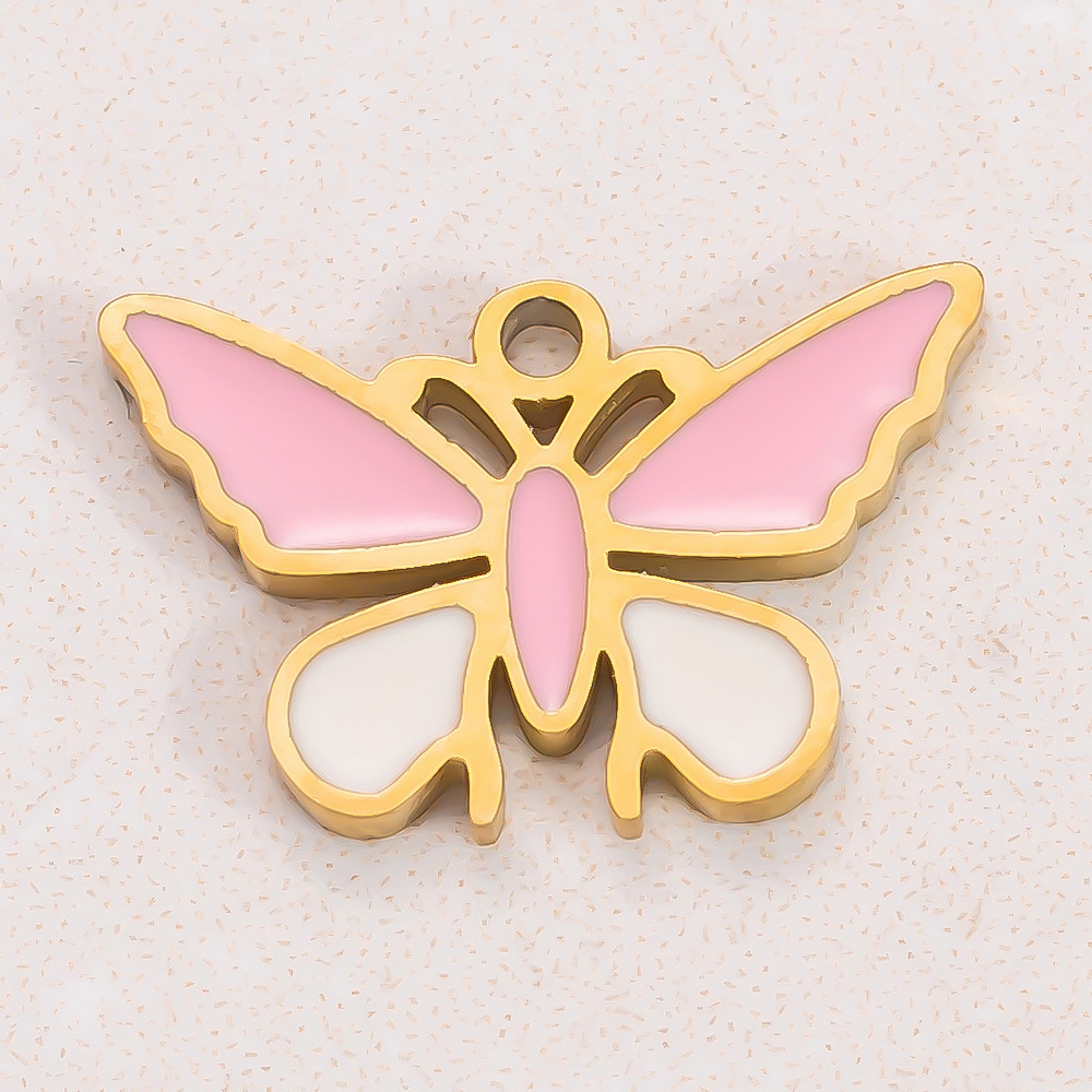 Pendant Jewelry Making Type 1 Piece 304 Stainless Steel PVD Coated Real Gold Plated Heart Shape Butterfly Pendant DIY Jewelry Accessories