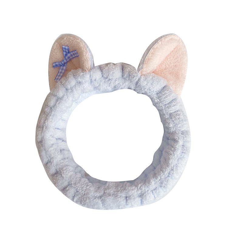 Corea del Sur dulce gato oído pelo banda mujeres spa cara máscara pelo banda Plaid arco pañuelo accesorios para el cabello