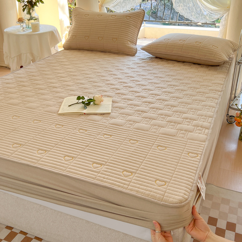 2024 nueva cubierta de cama a prueba de polvo, cubierta protectora de colchón acolchado con todo incluido, cama acolchada teñida con hilo de algodón universal de cuatro estaciones