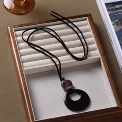 ナチュラルブラック瑪瑙ストーンブラックロープネックレスロングペンダント新しい中国風のデザインハイエンド夏の新しいアクセサリー女性のための