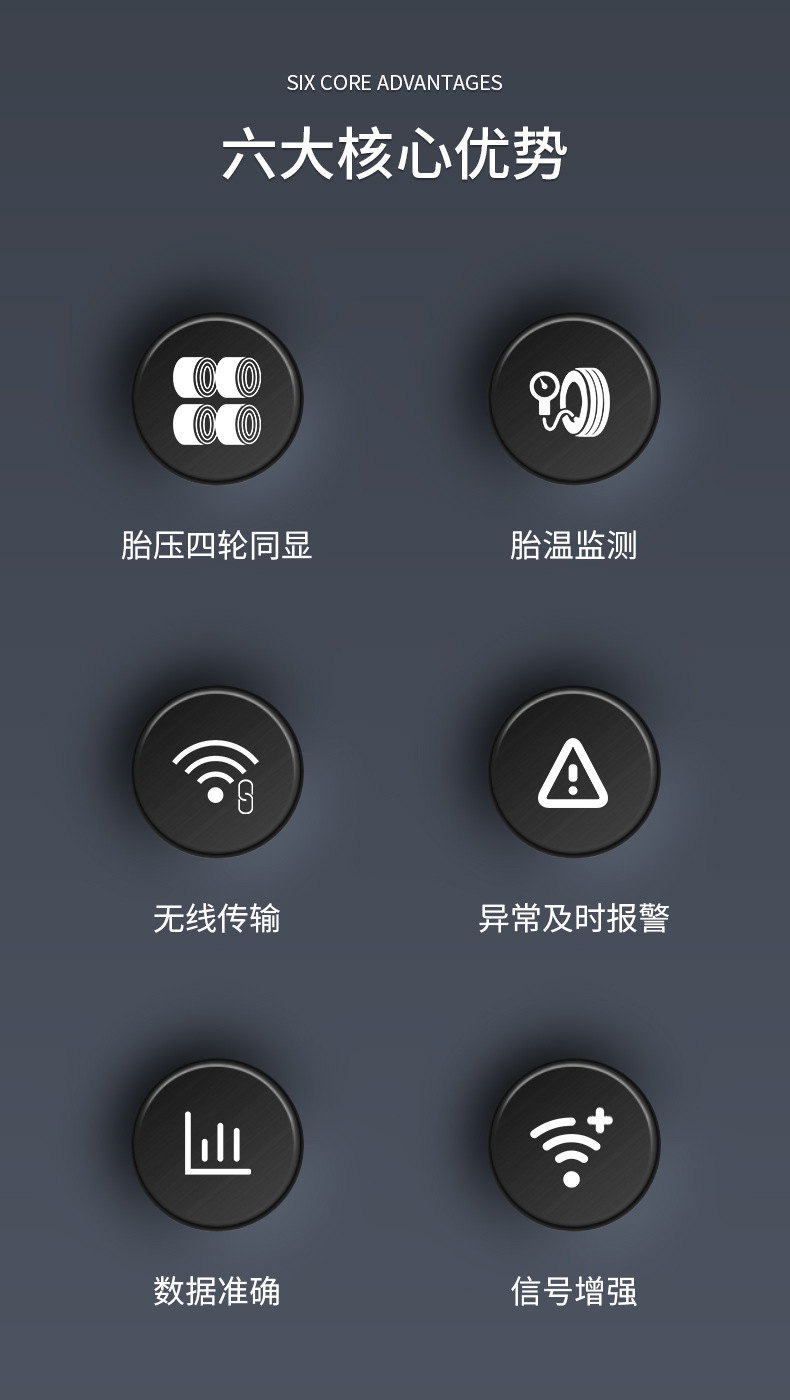 Tpms System Four Tire Pressure Monitor Waterproof with Sensor Cigarette Lighter Motorcycle Internal and External High Precision