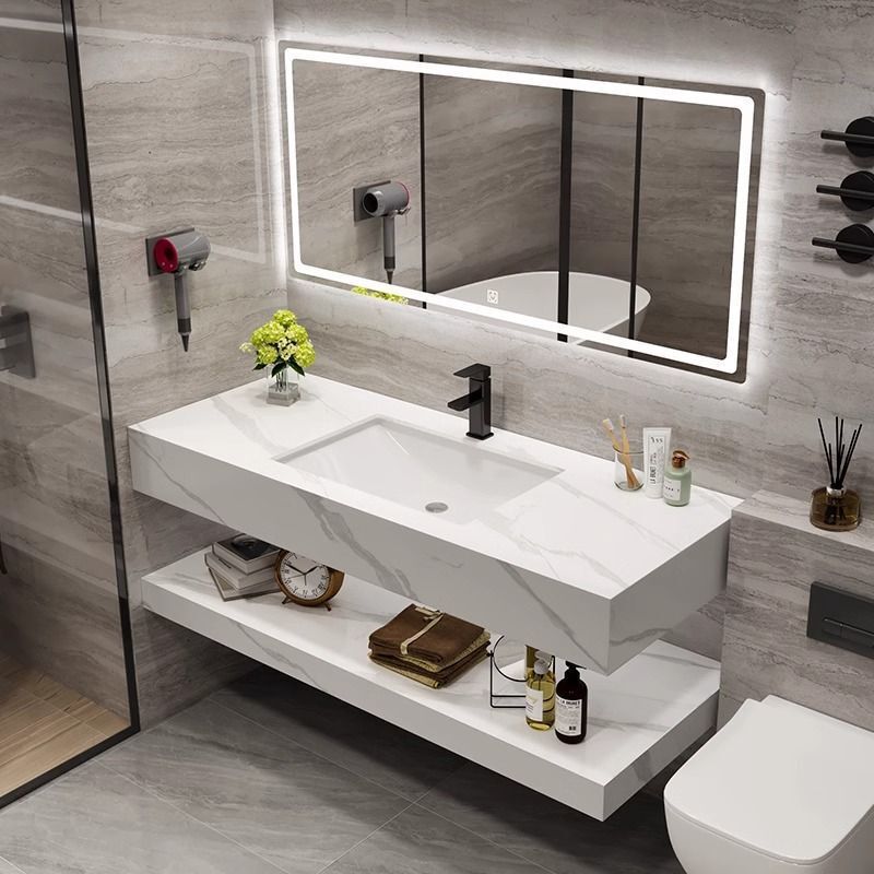 Glossy Slate Double-Layer Bathroom Cabinet Ceramic Integrated Basin Bathroom Washbasin Countertop Integrated Washbasin Cabinet Combination Glossy Slate Double-Layer Bathroom Cabinet Ceramic Integrated Basin Bathroom Washbasin Countertop Integrated Washbasin Cabinet Combination
