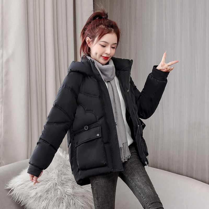 Chaqueta de algodón de plumón de estilo largo y medio, ropa de pan de moda coreana para estudiantes, ropa de algodón suelta y gruesa, chaqueta de algodón sin lavado.