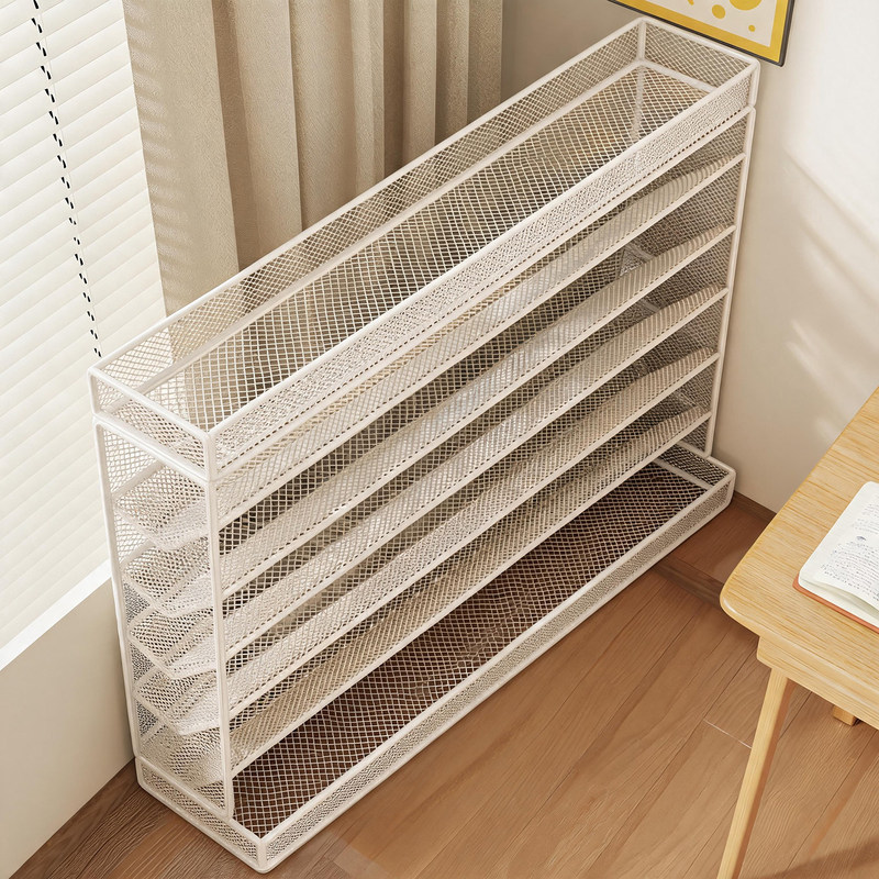 Large-capacity corner bookshelf for home use, narrow gap storage cabinet, layered storage for study desks, suitable for high school students' desks