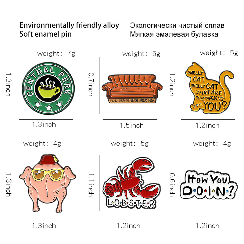10g Weight Brooches Classification Cartoon Style Pin Letter Alloy Stoving Varnish Metal Unisex Brooches