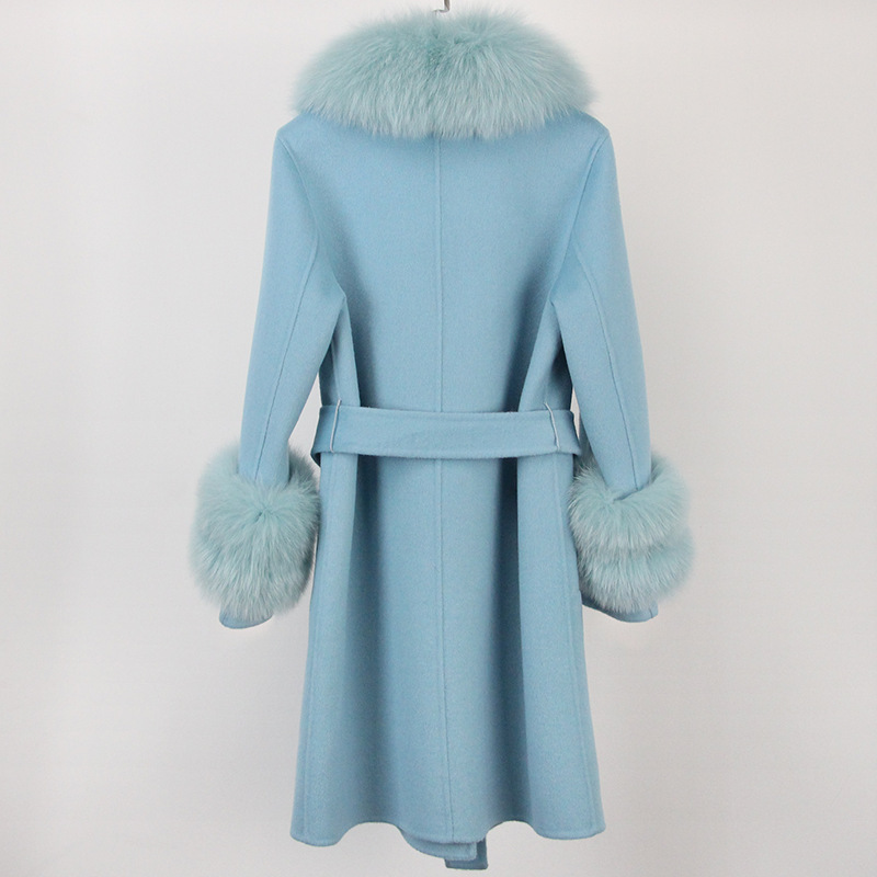 Abbigliamento da donna Cappotto in cashmere double face con pelliccia per donna Autunno e inverno Colletto da completo Caldo e sottile Cappotto in lana di alta qualità per donna_voghion.com