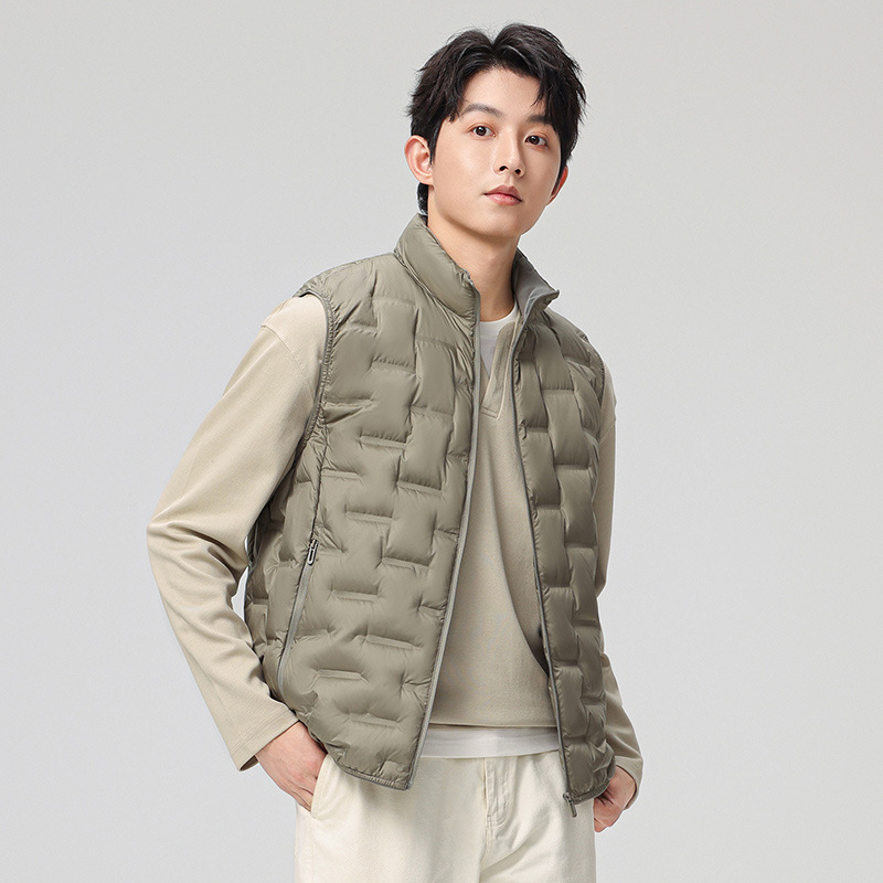 Chaleco de pluma de hombre de invierno de jóvenes de mediana edad Bo Mou Deng con chaqueta de hombro de chaqueta caliente gris para hombres coreanos