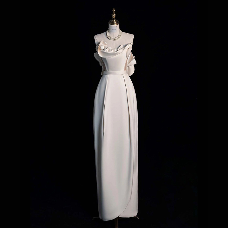French style tube top light wedding dress high-grade bridal niche morning gown retro fishtail outdoor yarn small satin dress French style tube top light wedding dress high-grade bridal niche morning gown retro fishtail outdoor yarn small satin dress