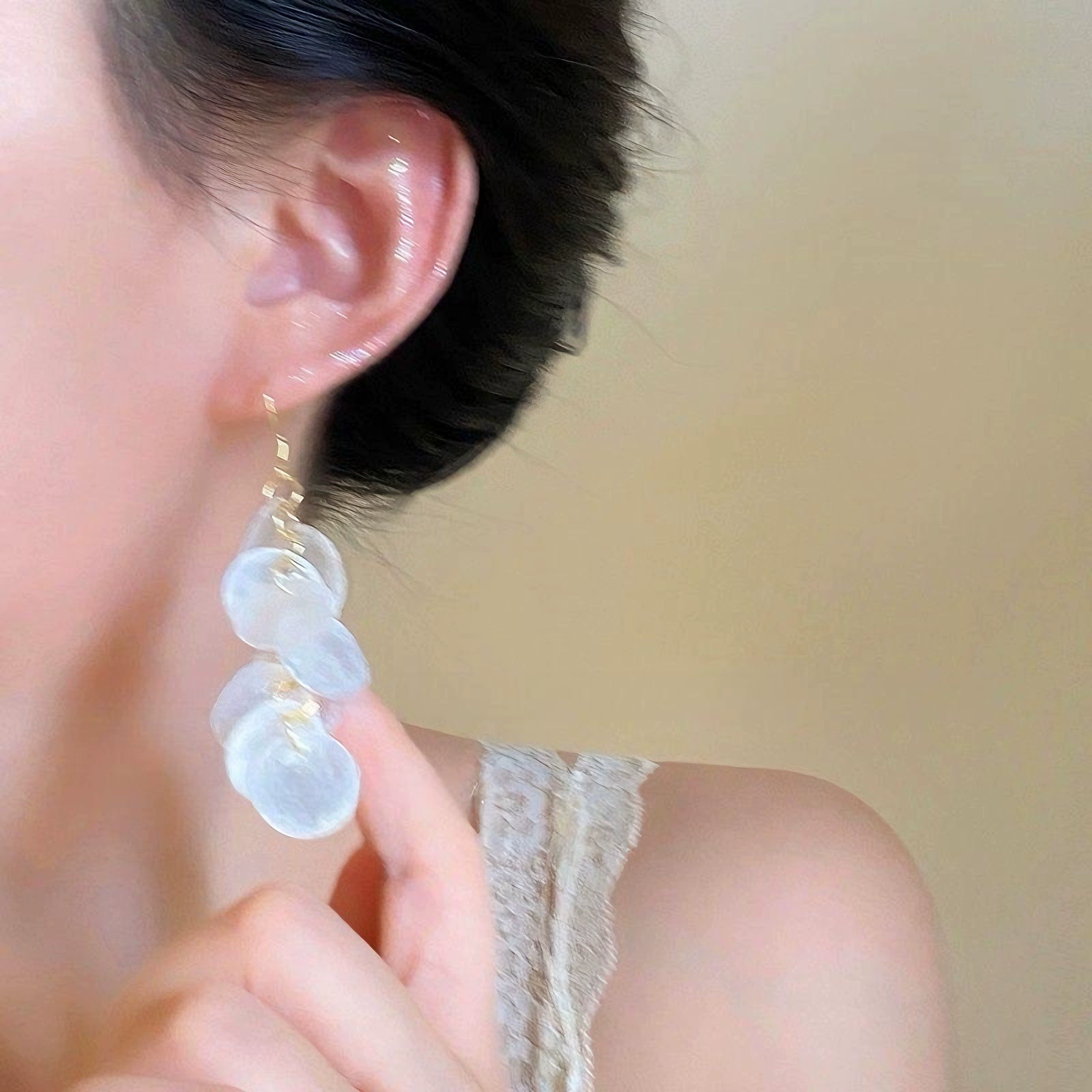Earrings with tassels, ear clips, no pierced ears