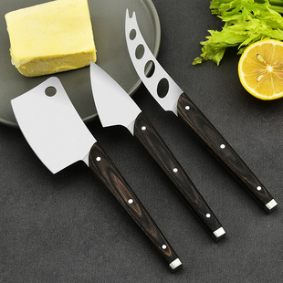 MINI-Cheese suit Stainless Steel Cheese Knife and Forks Three Pieces Color Wooden Handle Cheese Cheese Cheese Cheese Knife in stock