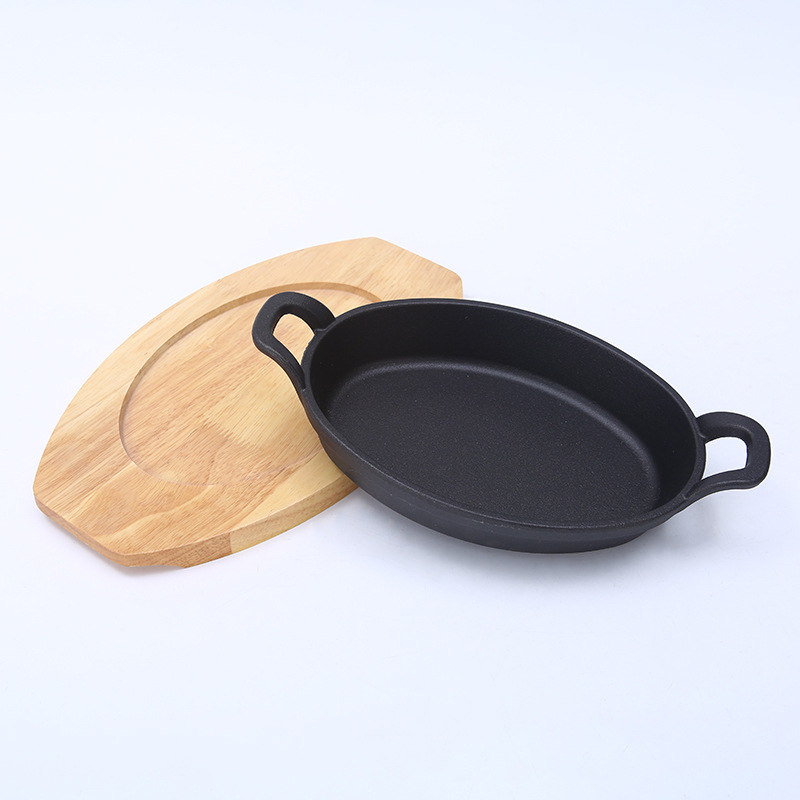 Plancha para barbacoa ovalada de hierro fundido, gruesa, con asas, estilo coreano, para carnes y pescado, uso comercial y exterior