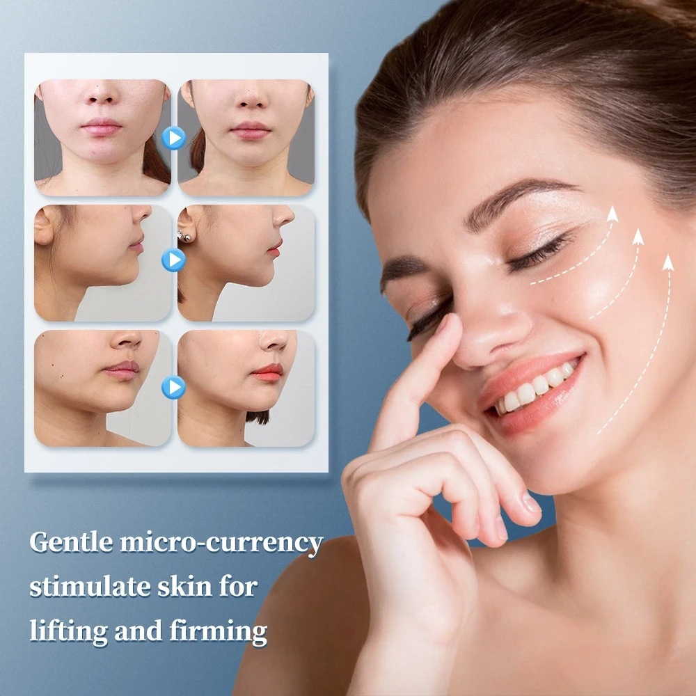 Cross-border EMS facial massager micro-current low-frequency beauty instrument V-face crescent firming facial muscle stimulator