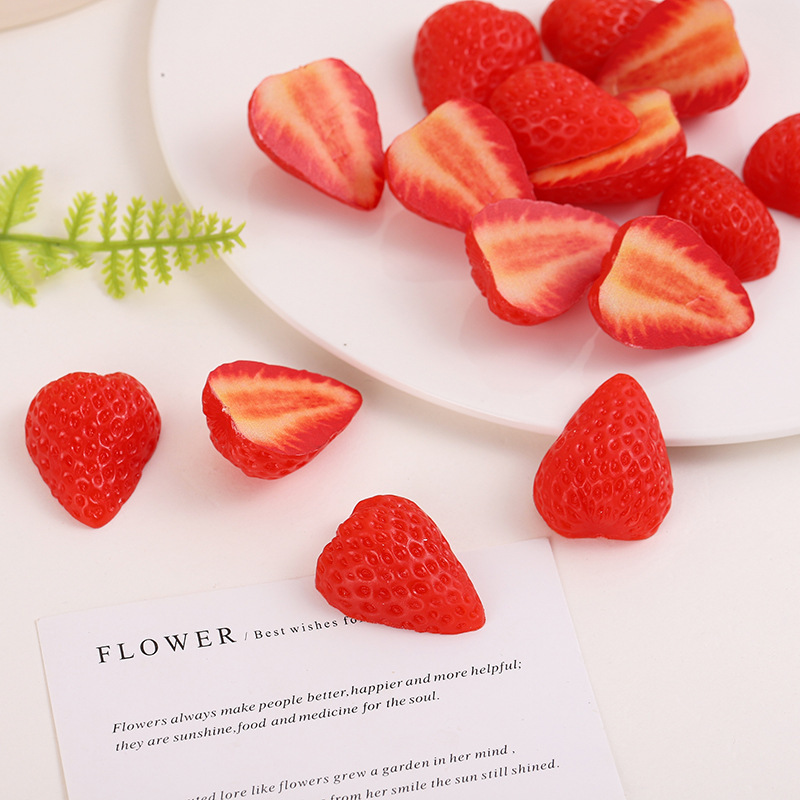 Simulated Half Strawberry Model Simulated Fruit Printed Strawberry Ornaments Fake Fruit Cake Strawberry Decoration Props