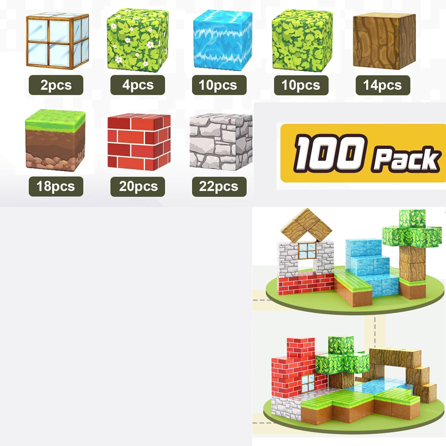 Transfronterizo My Magnet World Imán Bloques de construcción cuadrada Serie de bosque primitivo Bloques de construcción magnética Juguetes para niños