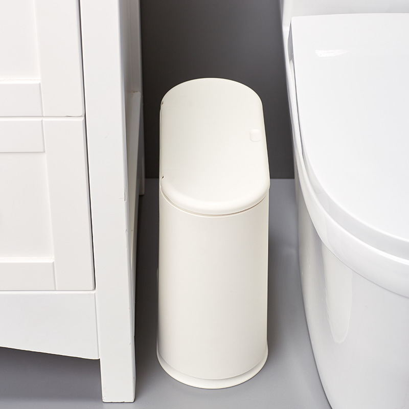 Narrow Gap Trash Can, Press-Type Trash Bin, Dry and Wet Waste Sorting Trash Can, Japanese-Style Double-Layer Large Trash Can with Lid