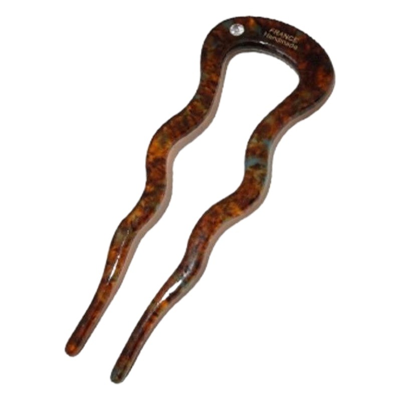 Nueva horquilla trasera cabeza bola cabeza updo tocado de pelo palillos horquilla en forma de U simple de alto grado de acetato femenino 2023