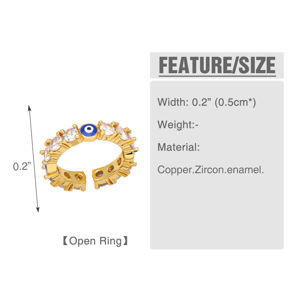 Fashion devilu0027s eye zircon open ring female copper