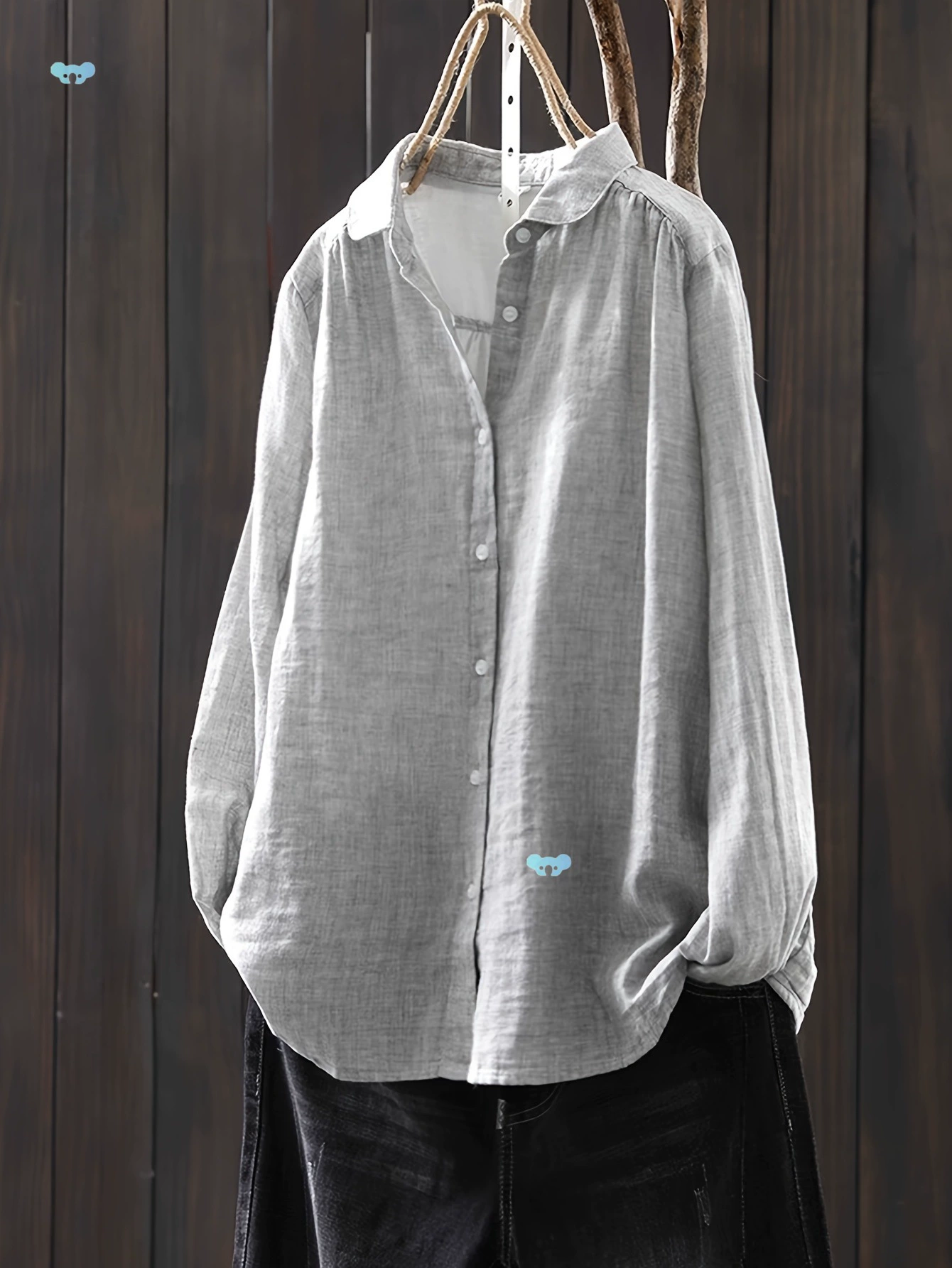 Серая рубашка, модная, свободного кроя, простая, многослойная, с небольшим крестиком