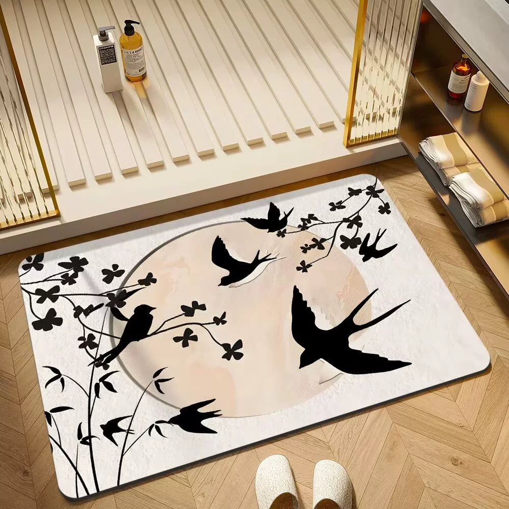 Новые коврики для ванной комнаты из диатомовой грязи в китайском стиле, впитывающие нескользящие коврики для дверей ванной комнаты, грязеотталкивающие коврики для входа в помещение
