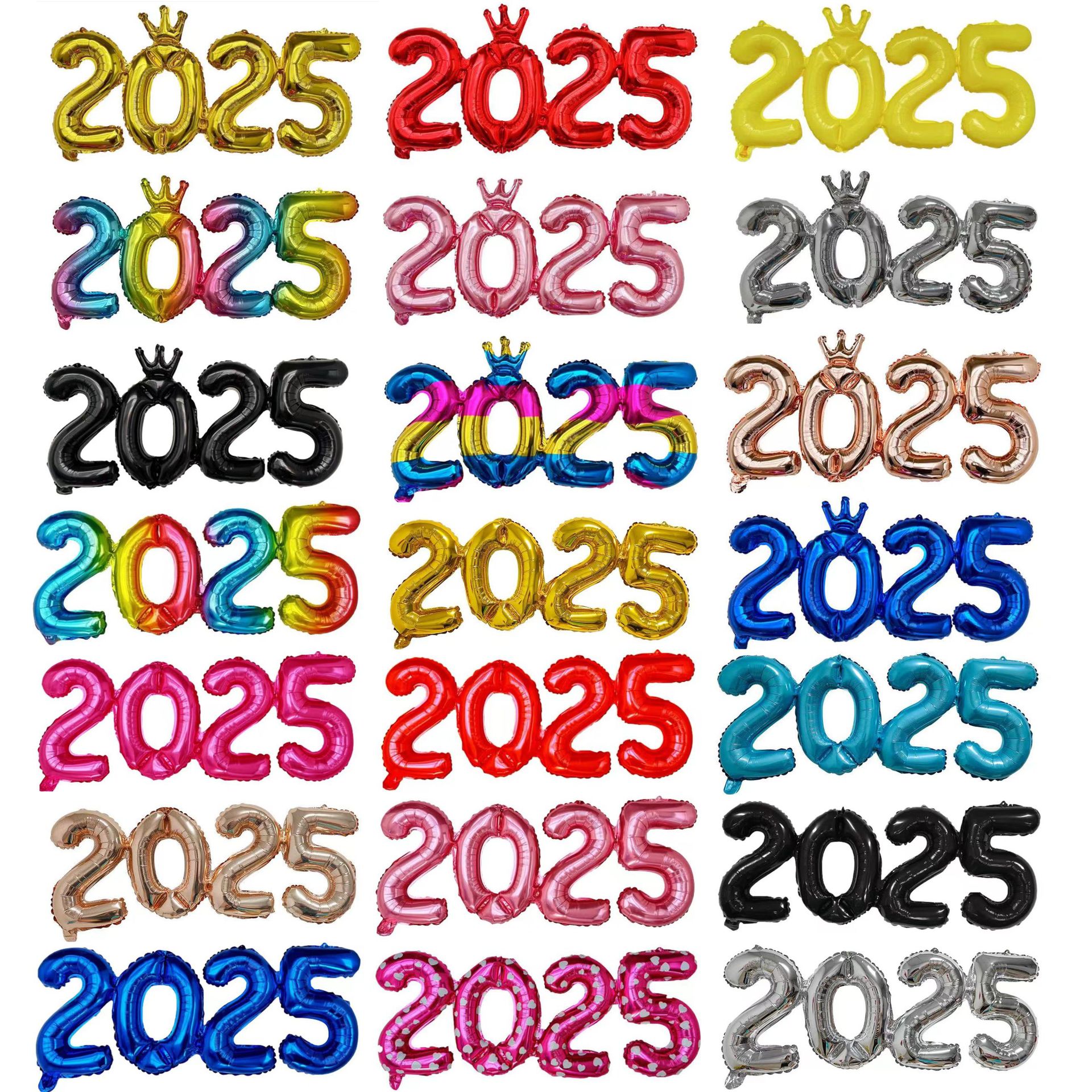 2025 globos de película de aluminio digital unidos globos de corona digital de 16 pulgadas globos de aluminio de papel de Año Nuevo