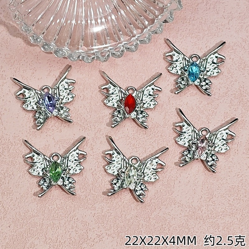 電気泳動 UV 高色保持バタフライペンダントコレクションダイヤモンド合金アクセサリー diy アクセサリーイヤリングネックレスペンダント素材|undefined