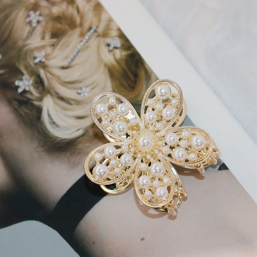 1 Piece Quantity IG Style Elegant Sweet Women's Flower Fish Shark Alloy Rhinestones Pearl Hair Clip Hair Claws