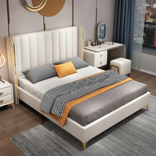 床轻奢床1.8米实木双人床简约现代主卧婚床ins网红软床公主床