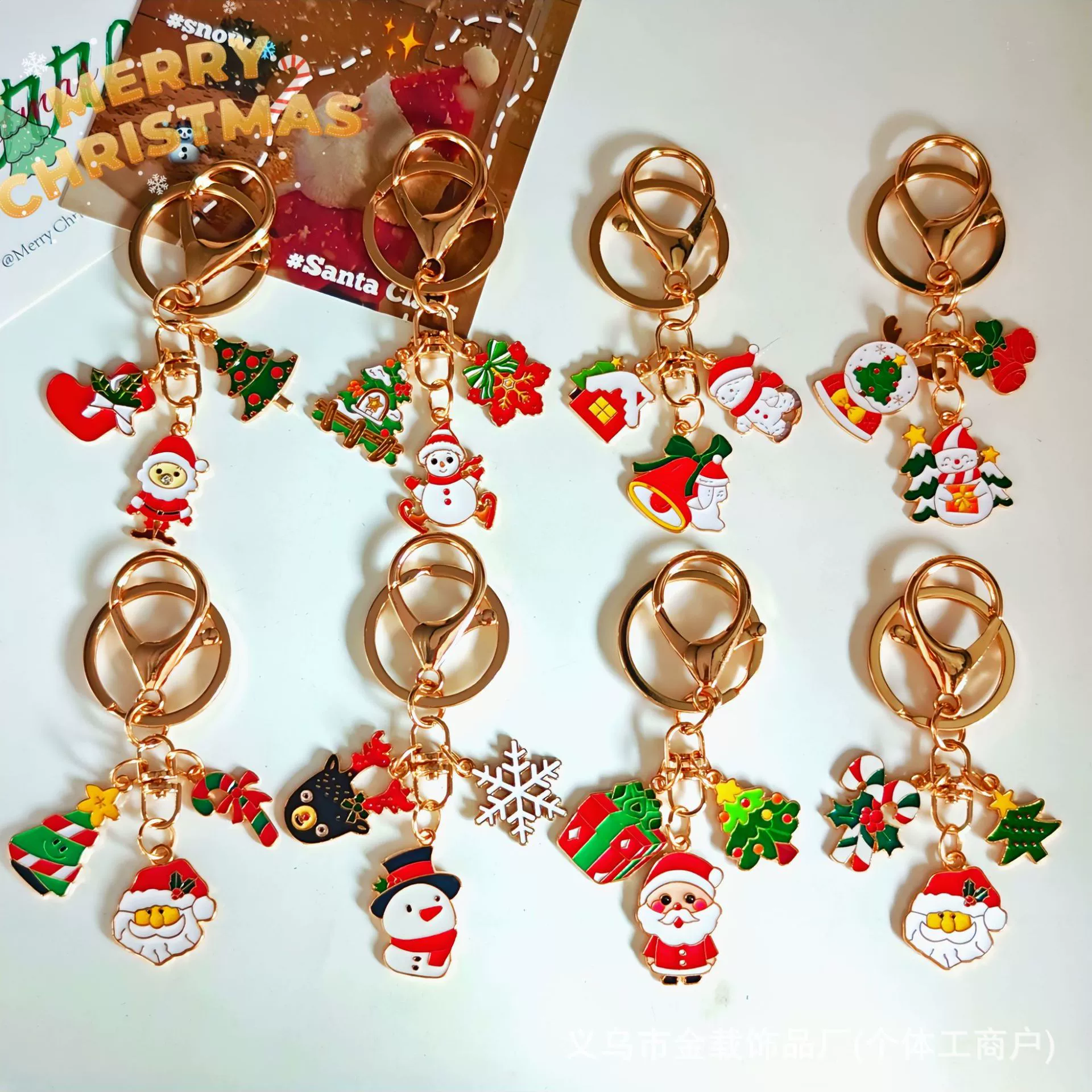 Металлический брелок для ключей с рождественским подарком, милый Санта-Клаус, AirPods, новогодний кулон, подвеска для сумки