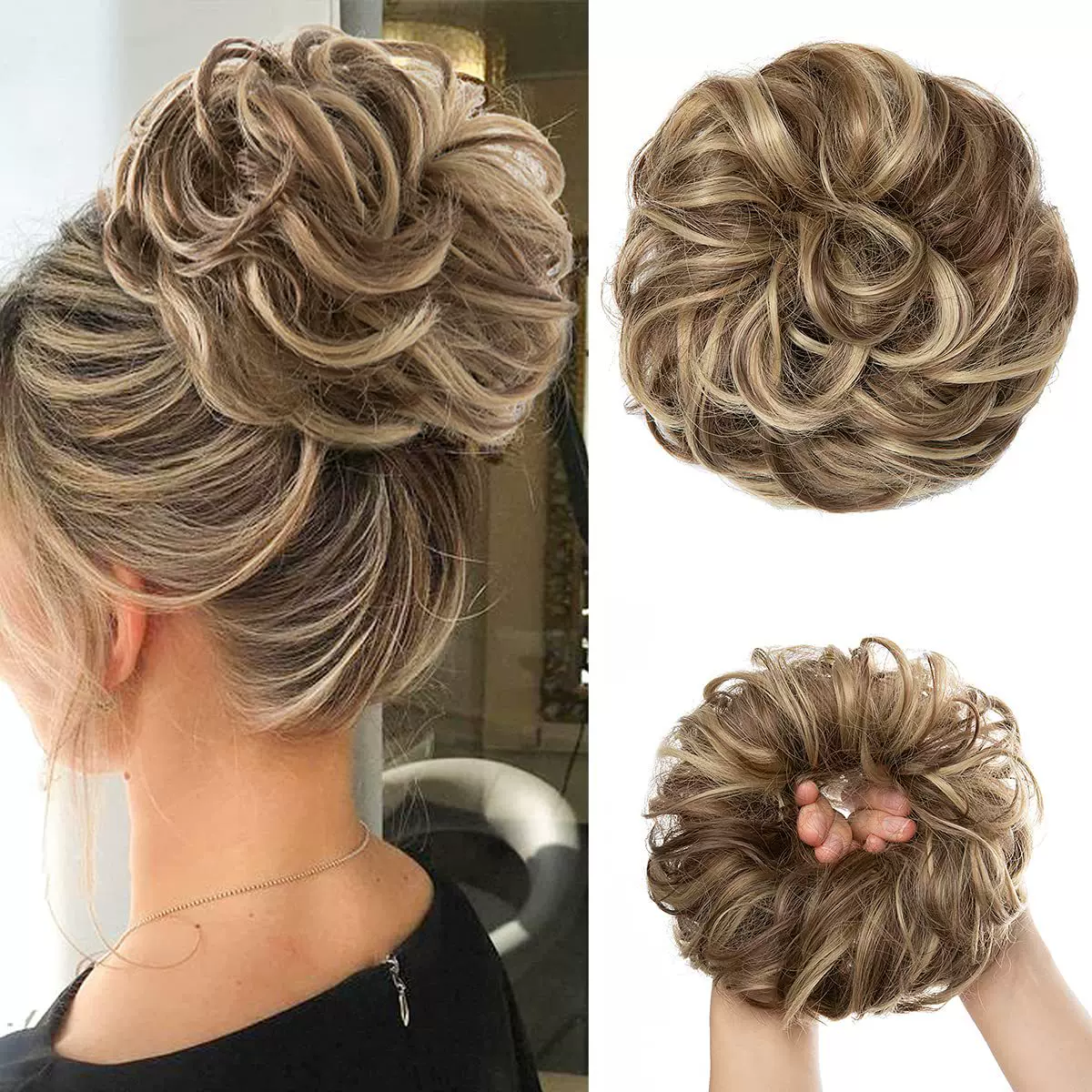 欧美假发发圈丸子头弹力发包发包卷发Bun Hair Piece 真人发发圈