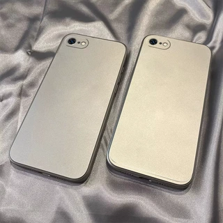 适用于iPhone苹果7se手机壳纯色镜面电镀防摔超薄硬壳全包简约华