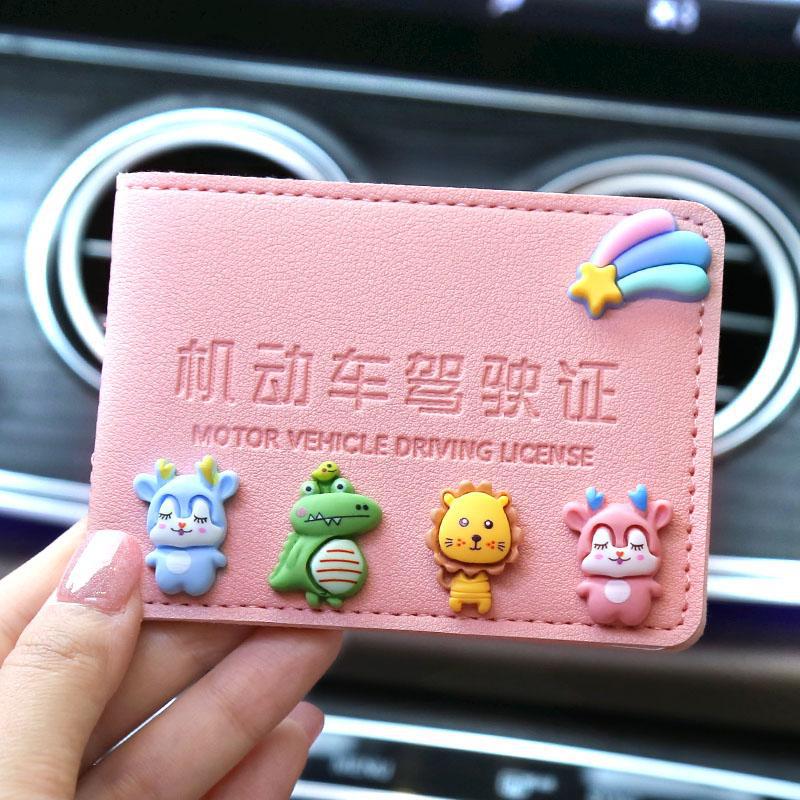 Licencia de conducir de automóvil de alta calidad, funda para tarjeta, funda de cuero, licencia de conducir femenina, personalidad creativa, funda protectora para licencia de conducir, bolsa de seis posiciones para tarjetas