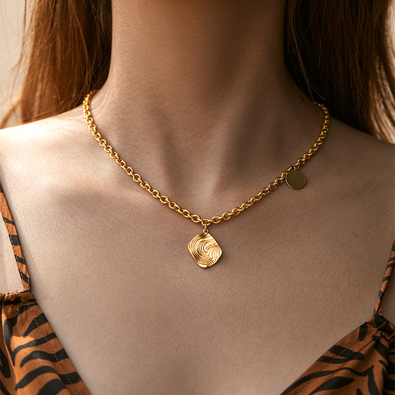 Copper Material Gold Plated Plating Classic Style Geometric Heart Shape Copper Irregular Plating Chain Gold Plated Pendant Necklace