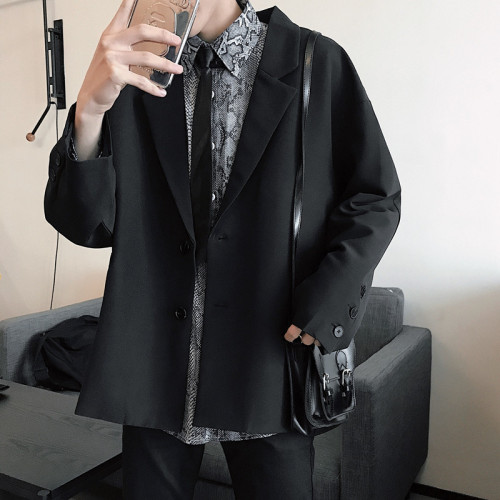 Autumn Hong Kong-style men's suit jacket, Korean version, loose casual retro small suit, trendy student single top coat