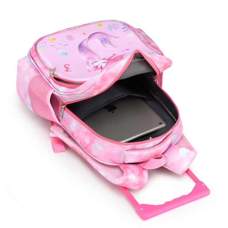 Mochila Escolar con Ruedas Infantil 3D 14 Pulgadas de Nailon Impermeable y Ligera para Escuela