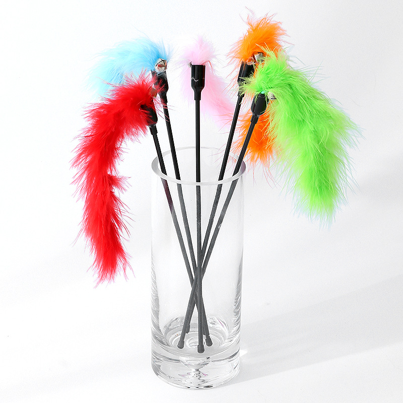 En stock al por mayor color sólido corto varilla felpa divertido gato palo HAVO divertido gato juguete gato divertido mascota gato palo divertido gato palo